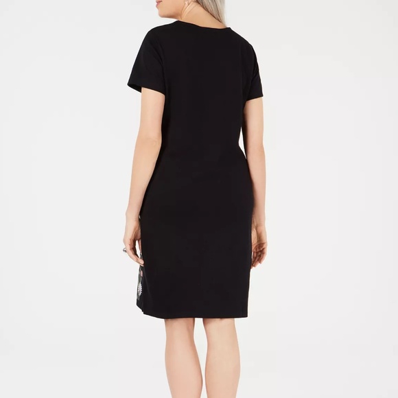 Karen Scott Black with flower embroidery Dress - Picture 2 of 9